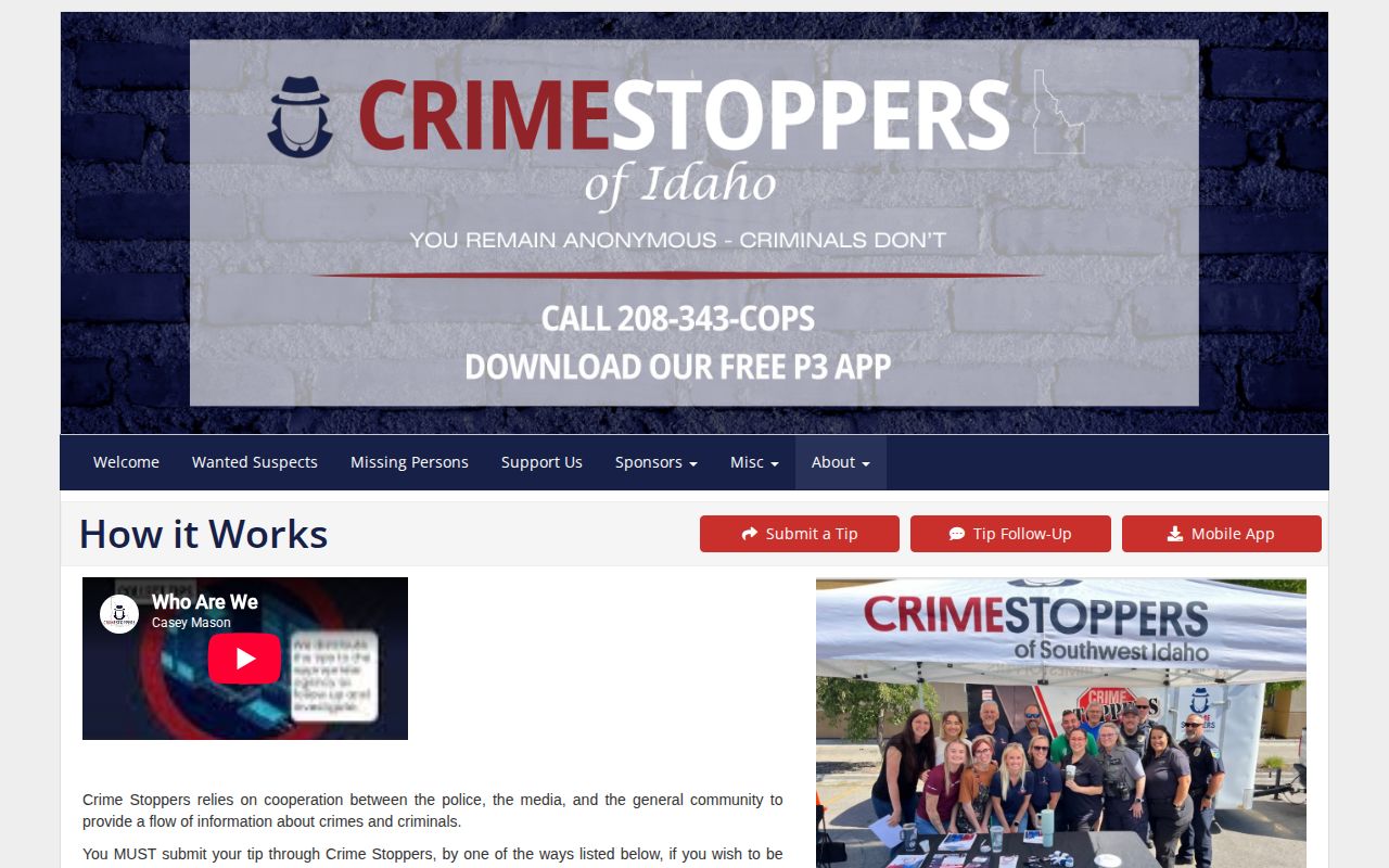 East Idaho Crime Stoppers anonymous tip process for Jefferson County information
